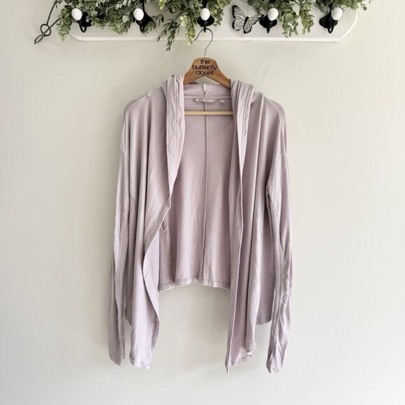 Athleta Nirvana Wrap Hooded Sweater Small Soft Lilac A244 - Picture 1 of 4
